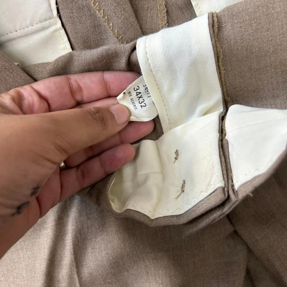 Vintage 80s Haggar Tan Single‎ Stitch 34x32 Trouser Dress Pants